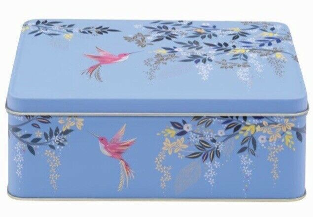 Hummingbird Print Rectangular Storage Tin By Sara Miller London